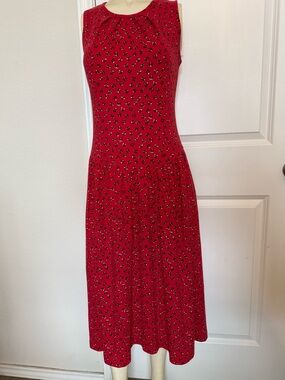 Vintage 1980s Champagne West Red Drop Waist Geometric Print Dress